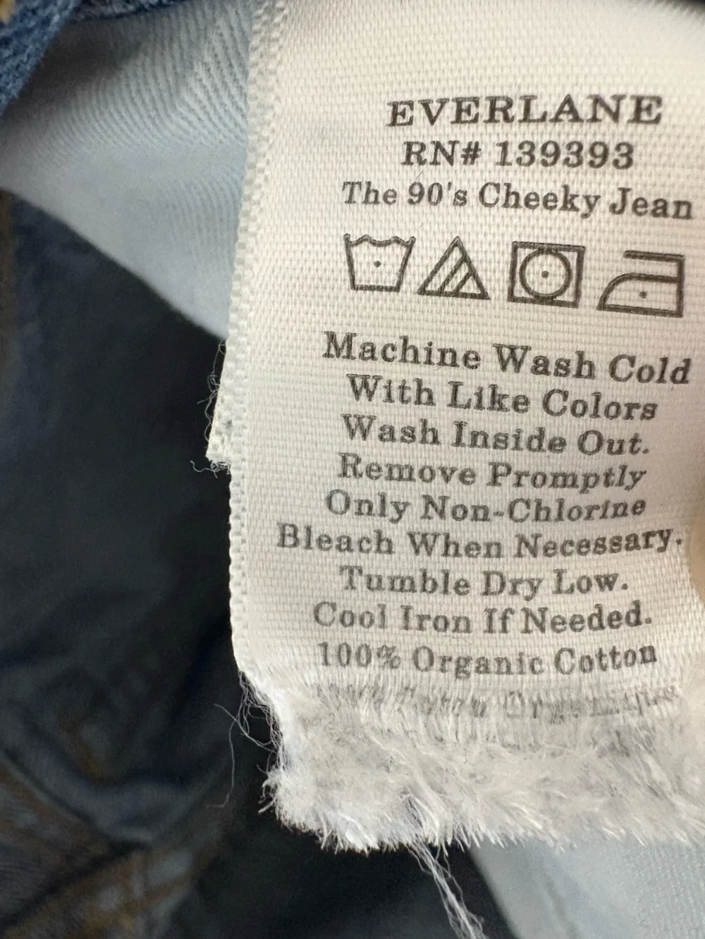 Everlane Highrise Blue The 90s Cheeky Jeans Size 25 Organic Cotton - Picture 9 of 13